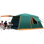Outdoor Automatic Tent 8-10 Person Family Self-Driving Trip One Hall Two Bedroom Tent Camping Equipment Large Gazebo