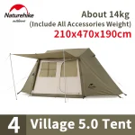 Naturehike Village 5.0 Ridge 4 Person Tent 210D Oxford Cloth Quickly Build House Style Hiking Camping Tent Large Hall Breathable
