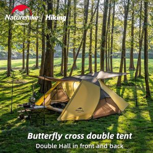 Naturehike Camping 2-Hall Tent Double Outdoor Camping Hiking Rainproof Sunscreen Beach Forest Nature Hike Camping Tent NH21YW132